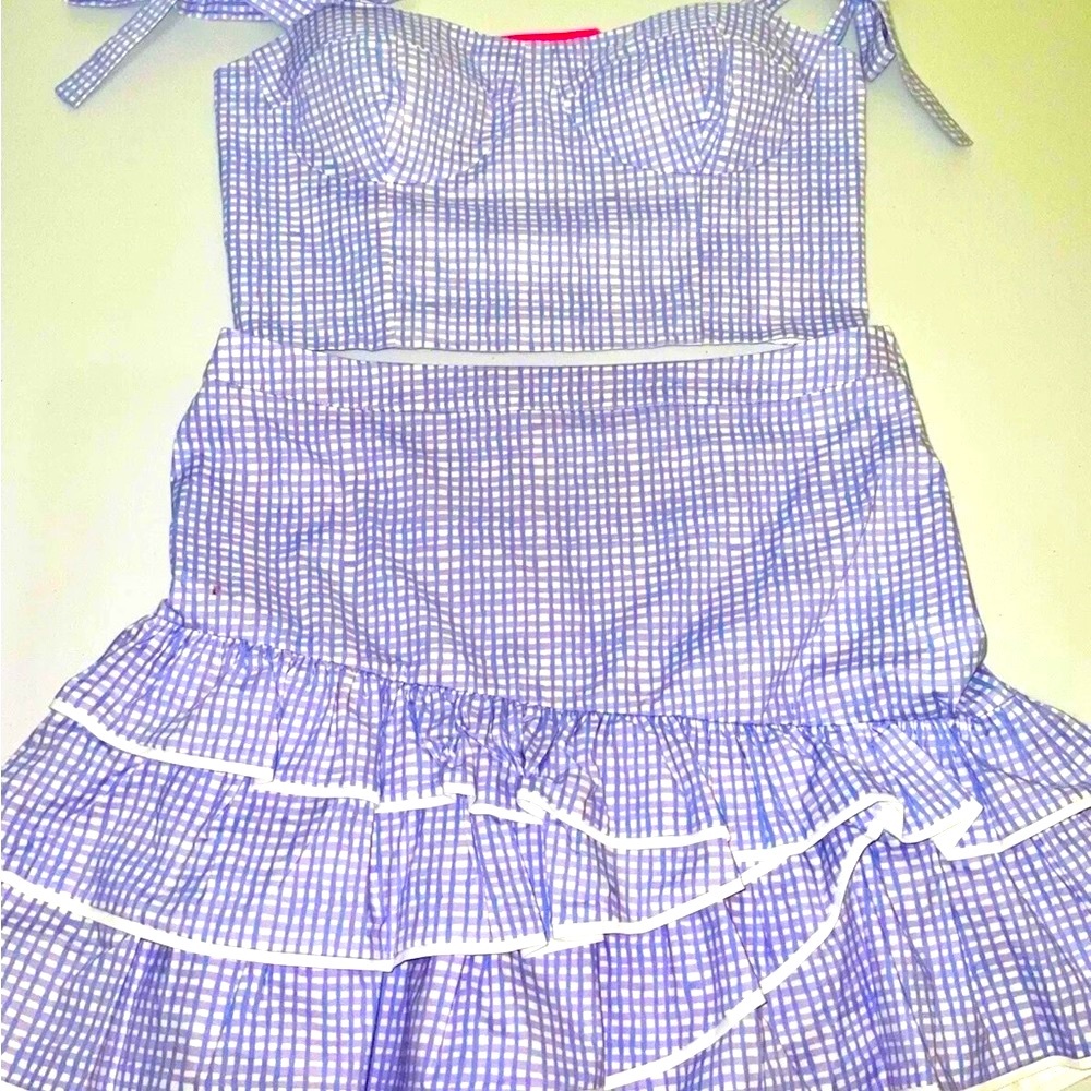 Lilly Pulitzer NWT Rosalie Mini Skirt & Crop Top Lilac Gingham $198  Size 14 - Picture 13 of 16